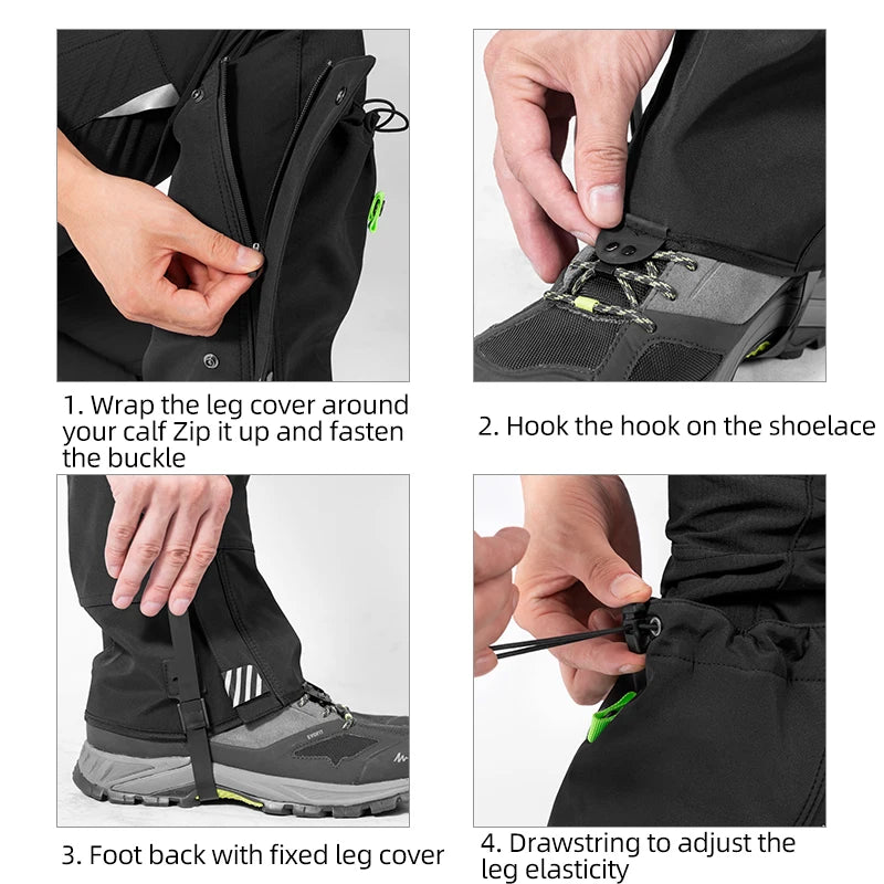 ROCKBROS Waterproof Outdoor Hiking Walking Climbing Hunting Snow Legging Gaiters Ski Gaiters Covers Leg Protection Guard