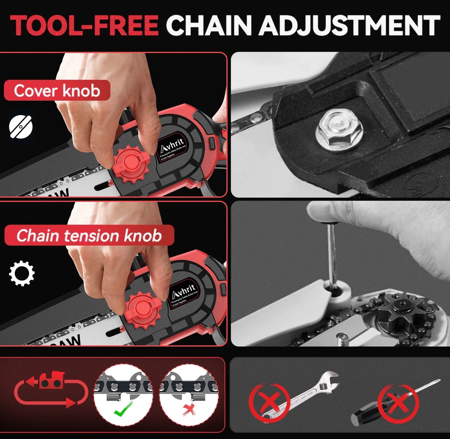 Avhrit 2-in-1 Mini Chainsaw & Electric Pole Pruner 8 Inch 8000 mAh (2×4.0Ah) Batteries Brushless Motor Extendable Pole up to 4.9 m 120° Pivoting Cutting Head Automatic Lubrication System