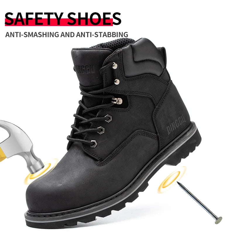 Men High Top Steel Toe Safety Work Boots