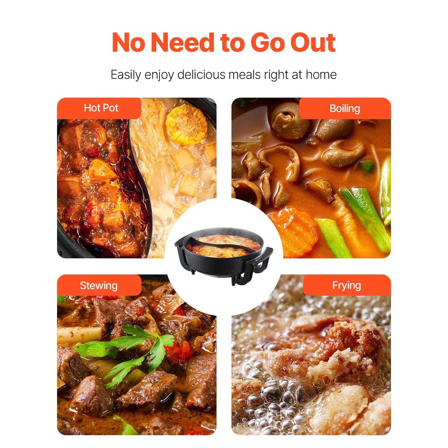 SucceBuy Electric Hot Pot 1360W 5 L Double-flavor Shabu Shabu Pot with Divider Chinese Hotpot for 6-10 People Family Dinning