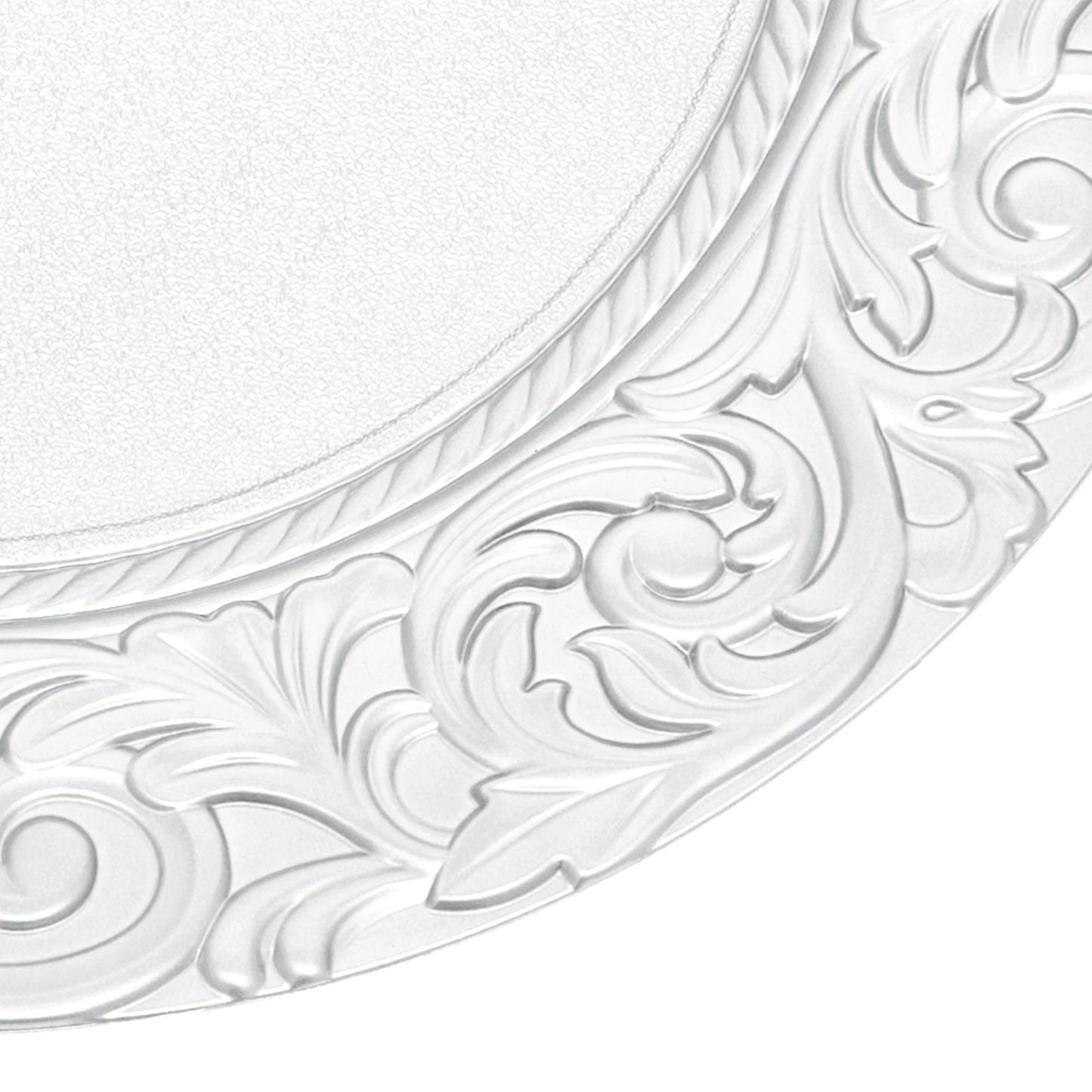 Bymaocar Charger Plate Set of 100 Silver Charger Plates Round Embossed Decorative Serving Plates Lightweight Durable PP Paint Material Impact Resistant Wear Resistant Stackable for Wedding Party Restaurant Home