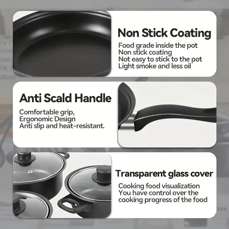 Aehome 13-Piece Nonstick Cookware Set for Kitchen Camping