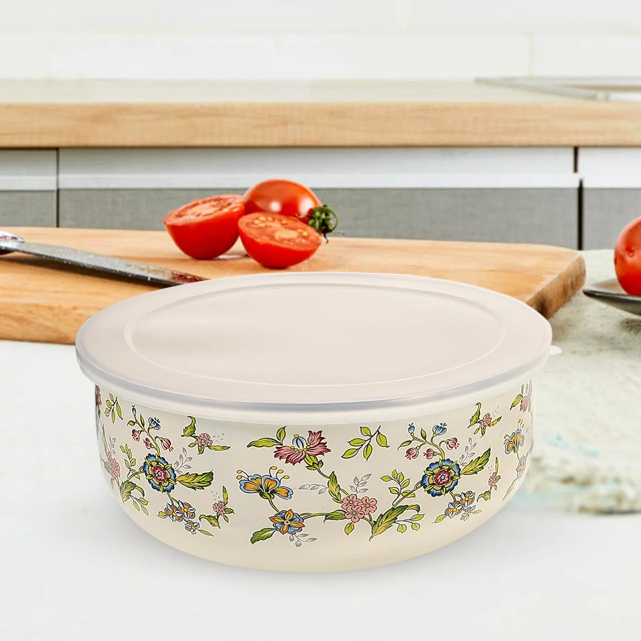 5PCS Enamel Bowls, Enamel on Steel Mixing Bowls with Lids, Vintage Soup Retro Food Containers Soup with Lids, Mixing with Set Containers for Food Fruits Salad