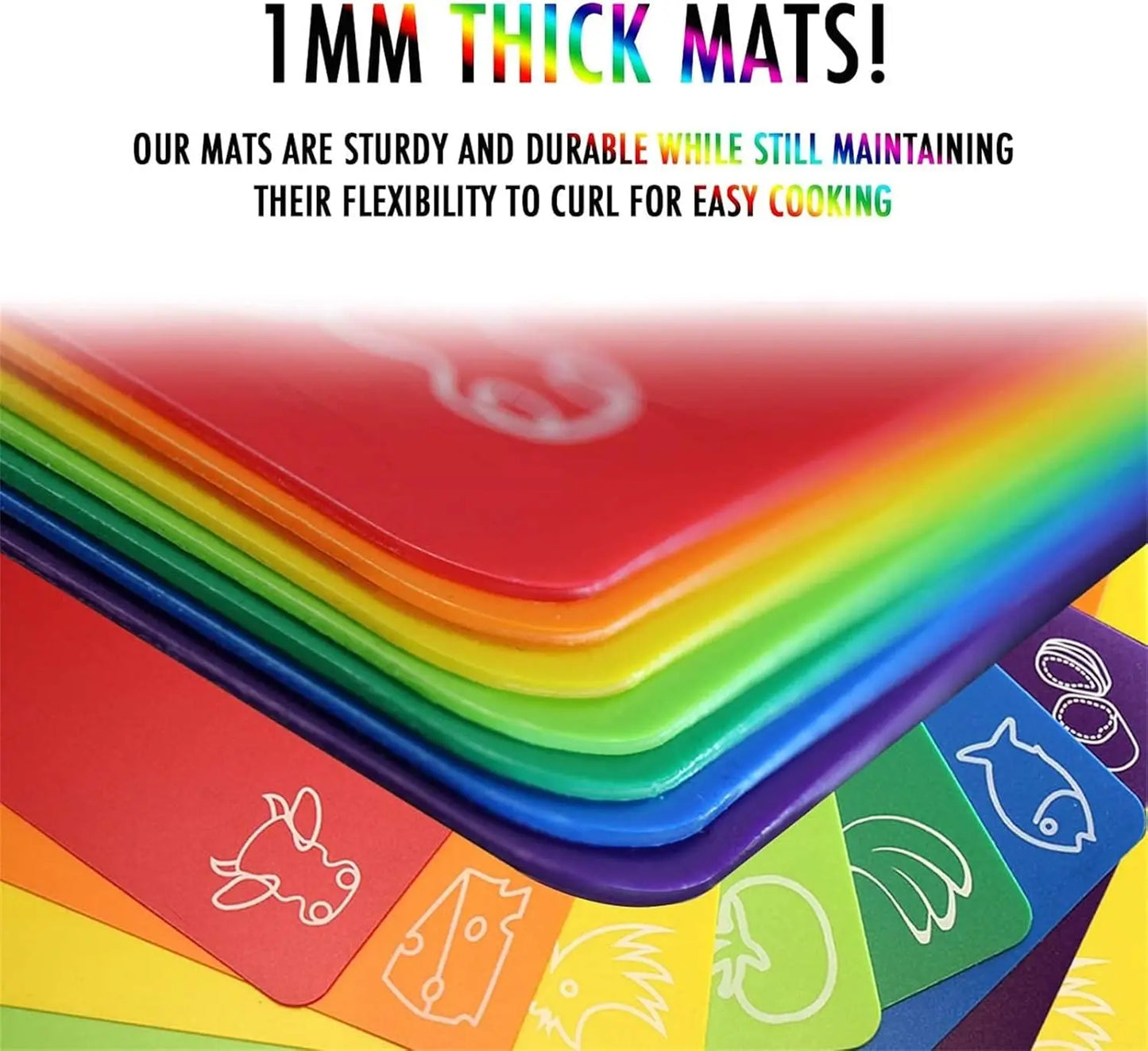 Flexible Plastic Cutting Boards for Kitchen, Set of 4 with Non-Slip Back, Dishwasher Safe