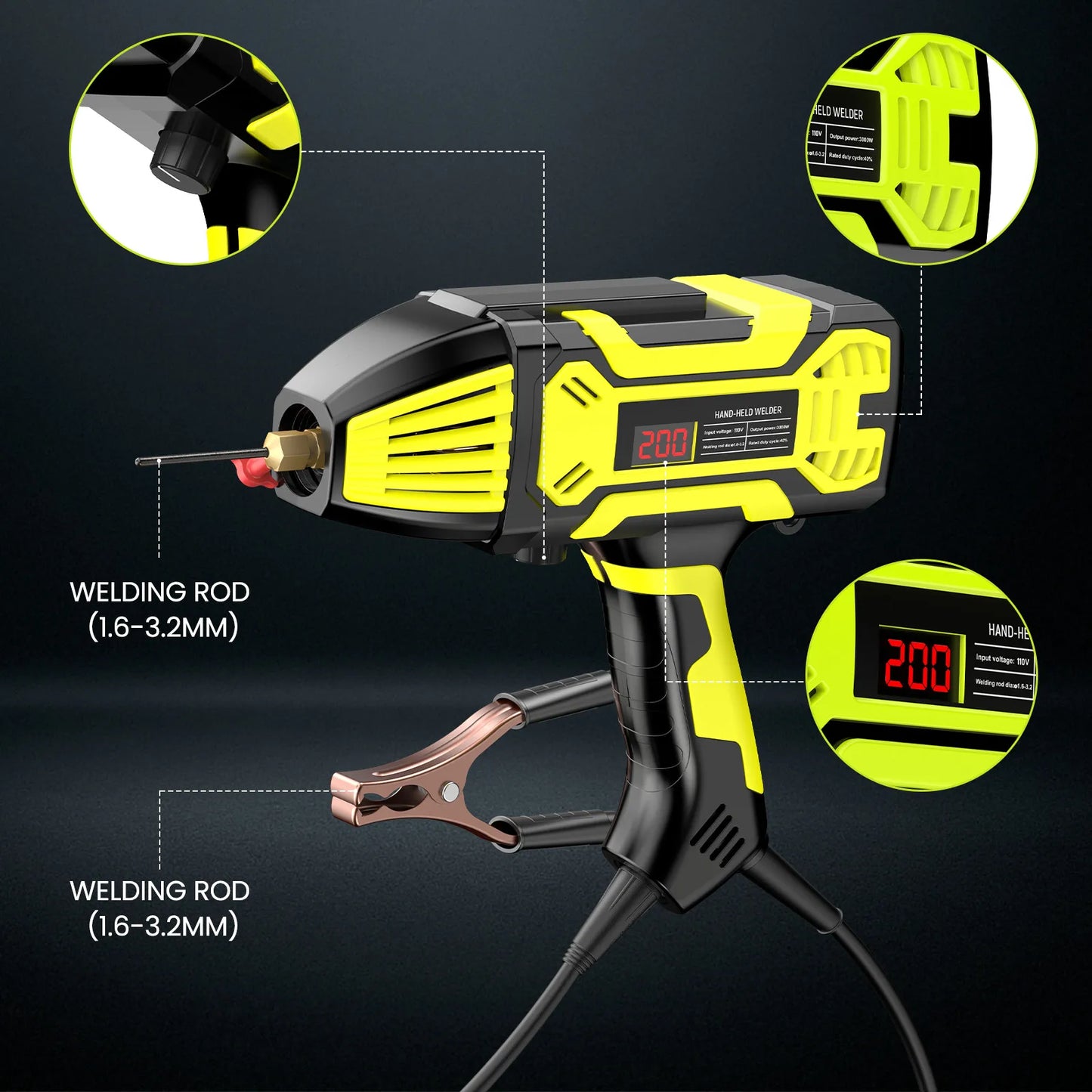 TaskStar Portable Welding Machine 110V, IGBT Inverter Handheld Stick ARC Welder 20-200Amp