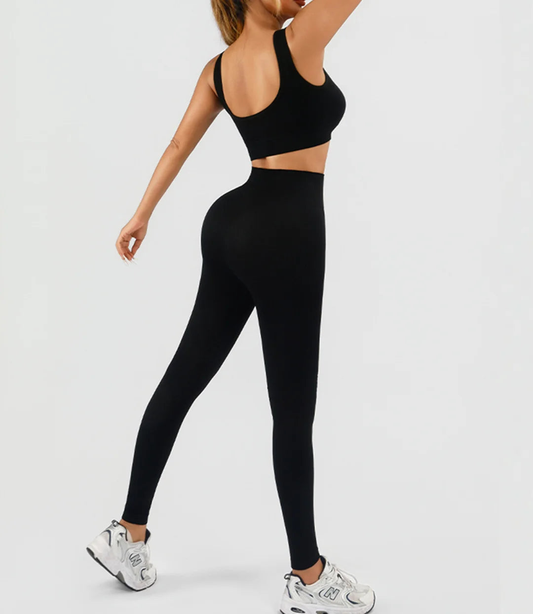 Women's Workout Outfits Ribbed Tank 2 Piece Seamless High Waist Gym Outfit Yoga Shorts Leggings Sets