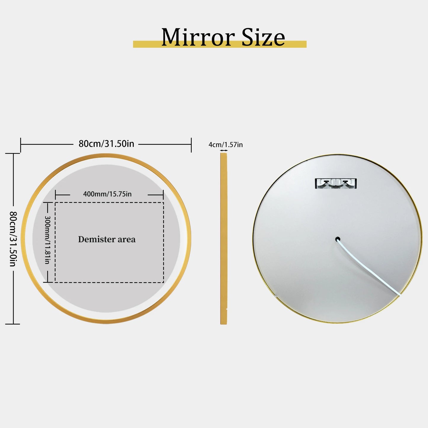 LED Fogless Bathroom Mirror With Three Color Temperature