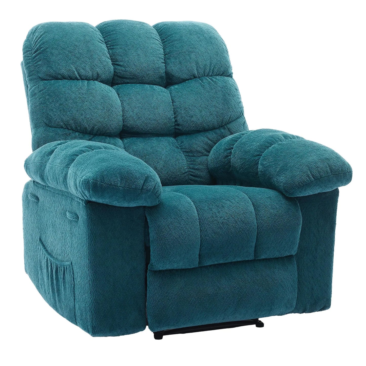 Manual Recliner Chair 300 Lbs Fabric Recliner With Side Pocket And Liftable Footrest Overstuffed Comfortable Single Sofa 155 Degree Oversized Recliner For Living Room Bedroom Relaxation
