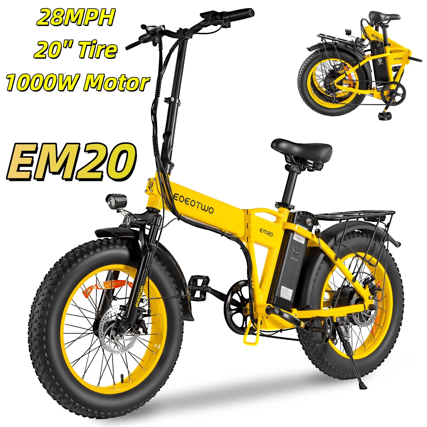EOEOTWO 1500W Fat Tire Electric Bike 34MPH 48V Ebike