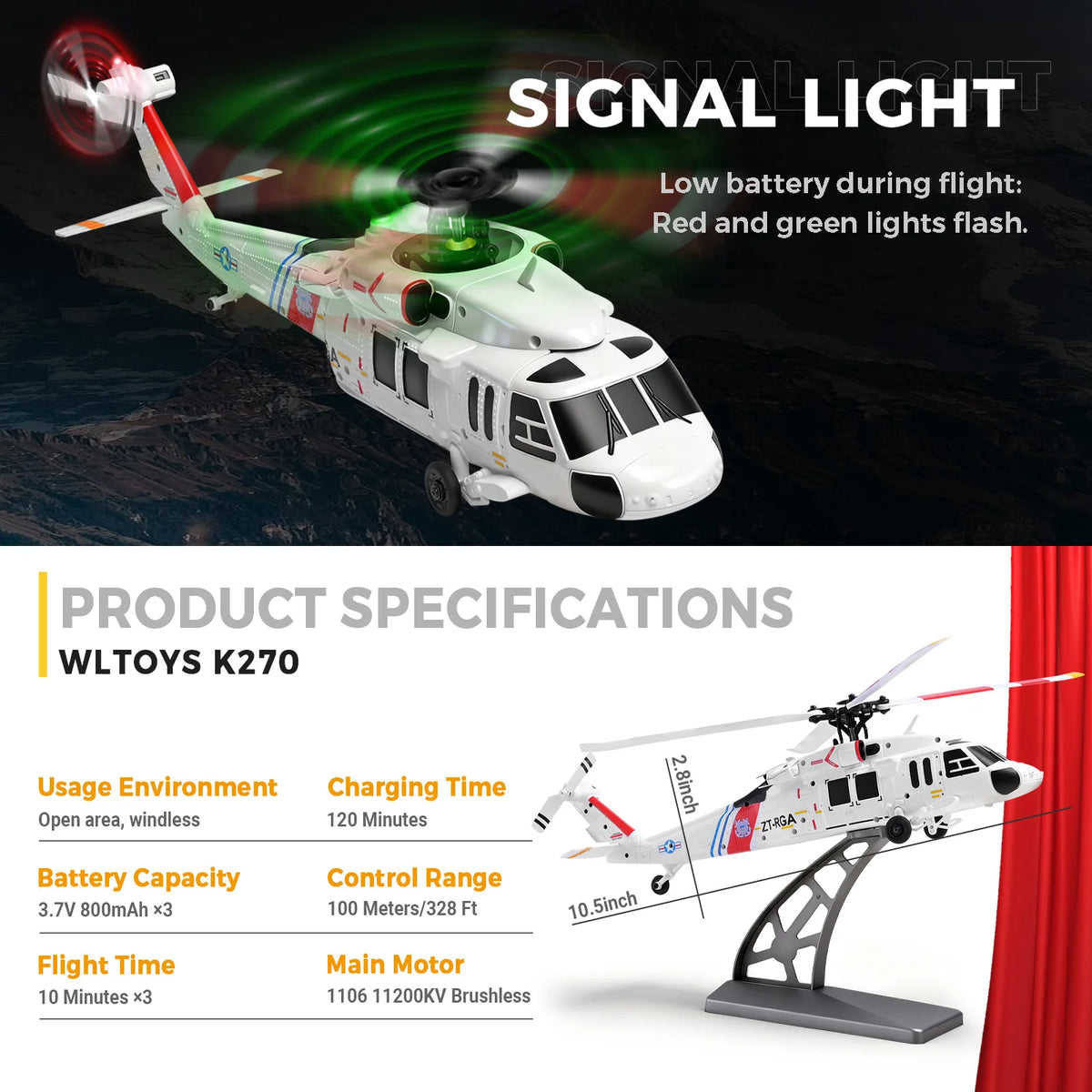 Wltoys K270 Black Hawk Rc Helicopter With Brushless Motor