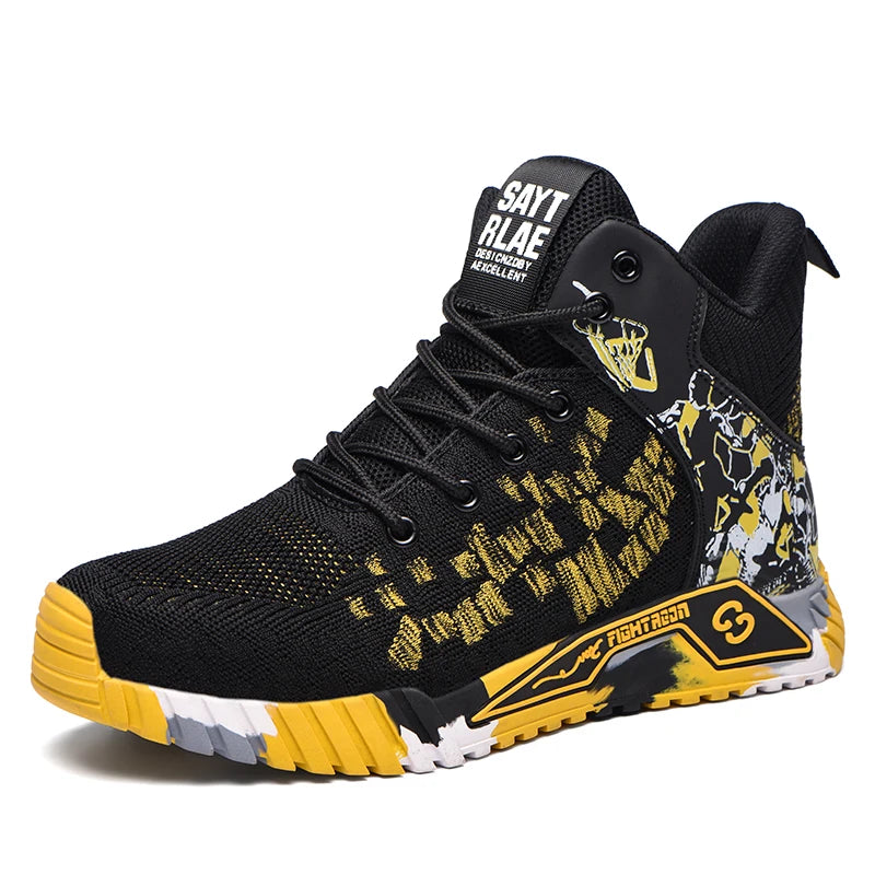 Camo Camouflage High Top Steel Toe Safety Work Boots for Men Women, Anti-Smash Puncture Resistant Breathable Indestructible Industrial Construction Safety Work Shoes