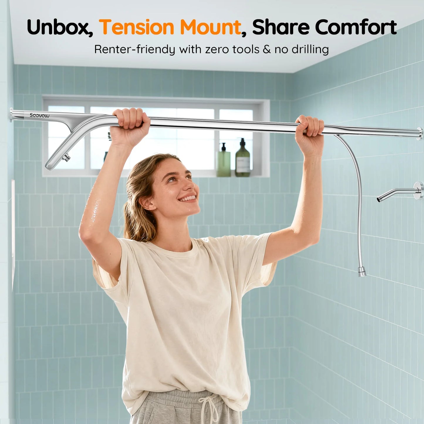 Tandem Shower Head For Couples, Dual Shower Head System - Double Shower Heads for Two People Rod - 2 Person Showerhead