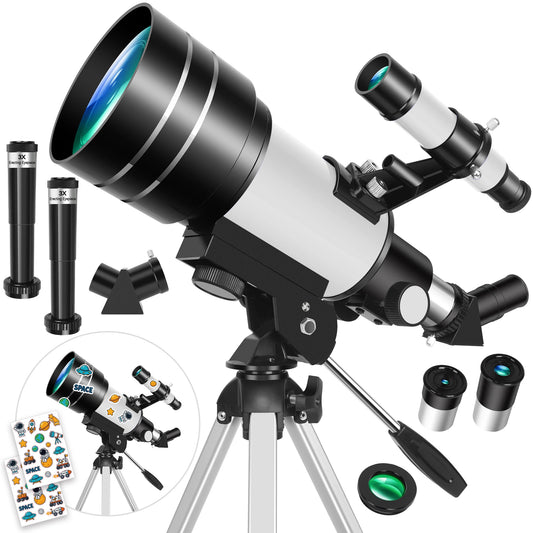 150X 70mm Astronomical Telescope for Adults Beginners Camping Nature Observation Education Gift with Stickers