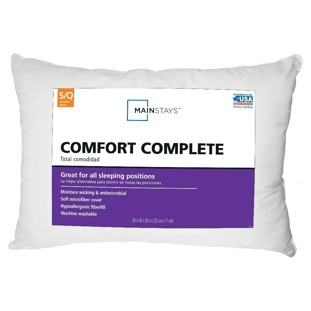 Comfort Complete Bed Pillow Standard Queen Size 2 Pack Set of Two Premium Support Pillows for Sleeping