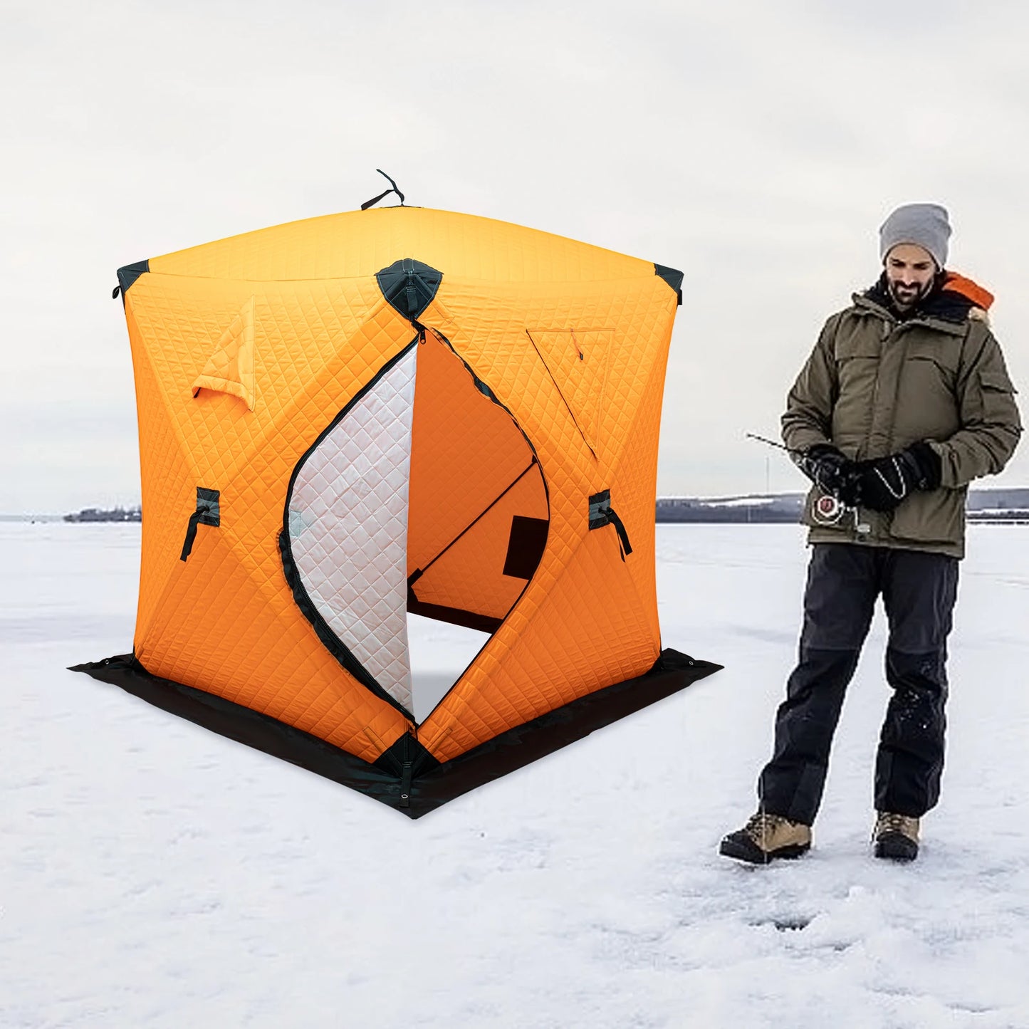 Outdoor Ice Fishing Tent, Portable Fishing Shelter Snow Tent, Pop Up Travel Tent,  Multifunctional Camping Supplies 210D Oxford Cloth for Parks,Backyards, Snowfields