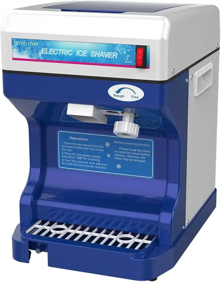 Lecon Chef Electric Tabletop Ice Crusher Shaver Snow Cone Maker Machine 265lbs/hours Adjustable Ice Fineness 320 RPM Rotate Speed