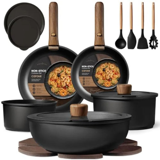 Pots and Pans Non Stick, Cookware Sets Detachable Handle, Induction Kitchen Pots and Pans, NonStick Cooking Set, Oven/Dishwashe