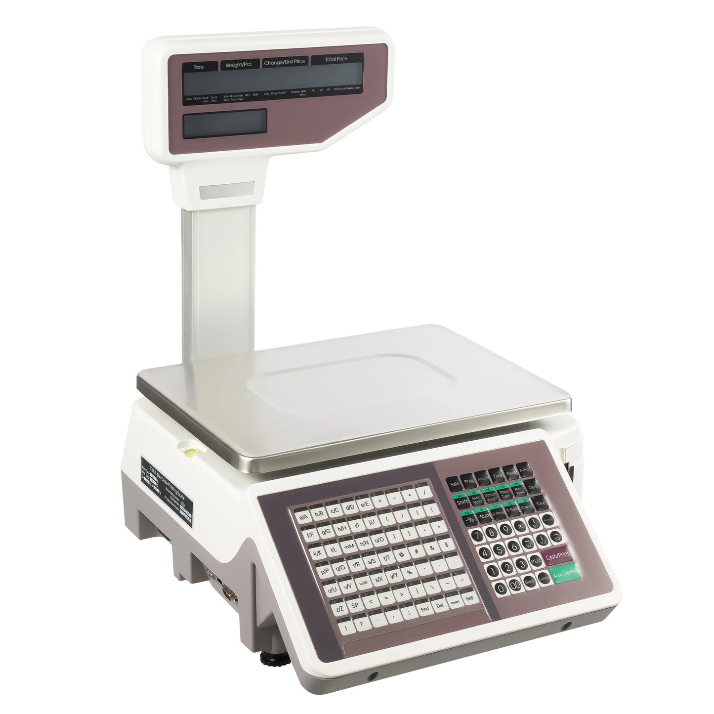 110-220V Double-side Display Multifunctional Label Printing Scale,   Weighing Capacity 0.2kg/0.44lbs-30kg/66.13lbs w/ Software Disk NEW (Silver,15.94*19.29*19.68in)