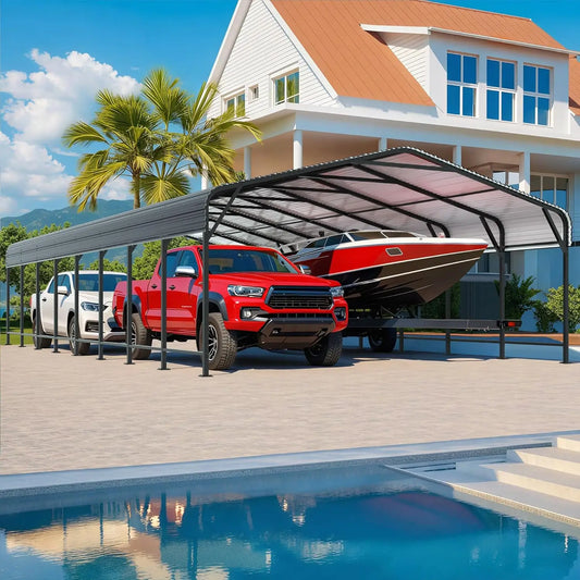 VIWAT Galvanized Metal Carport Shelter Outdoor Heavy Duty