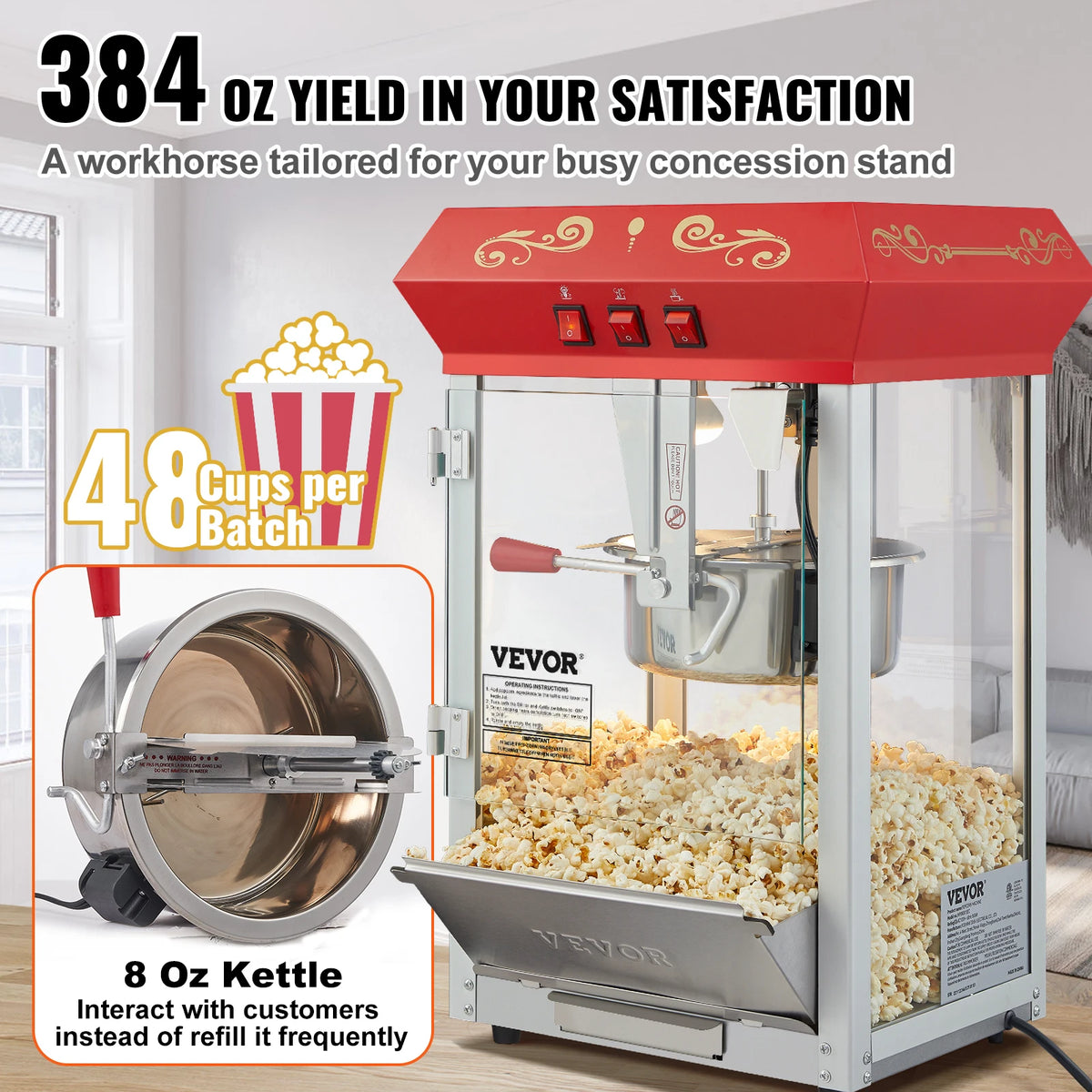 SucceBuy Electric Countertop Popcorn Popper