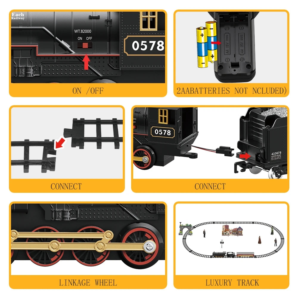 Xiaobella Remote Control Retro Steam Train Toy