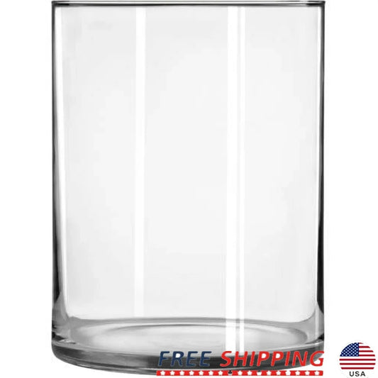 Clear Glass Cylinder Floral Vase Elegant Modern Table Decor