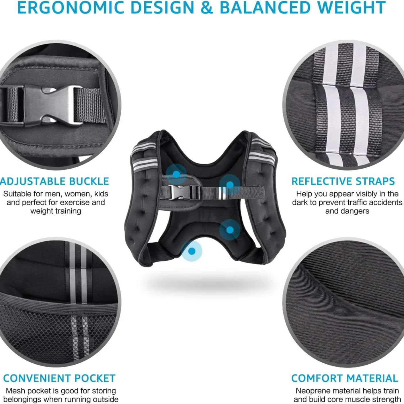 12LB Fixed Weight Training Vest, 2 Options Single Strap Without Storage Pocket & Double Strap With Phone Pocket, Reflective Sweat Resistant Adjustable Strap Fitness Athletic Vest for Outdoor Jogging CrossFit Weight Loss