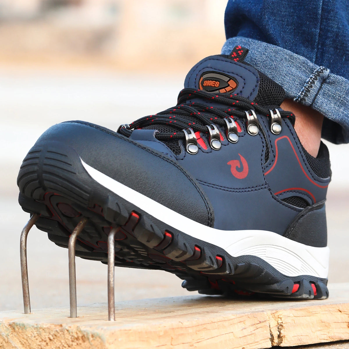 Manlegu Men Breathable Steel Toe Work Boots