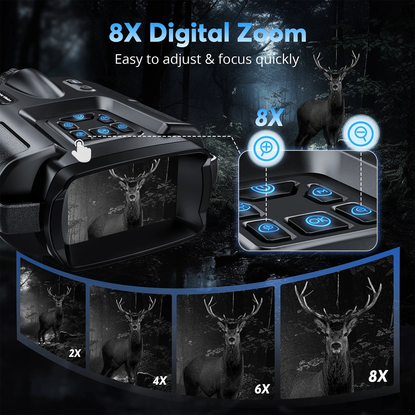 USB Rechargeable 4K Night Vision Binoculars With 8X Zoom