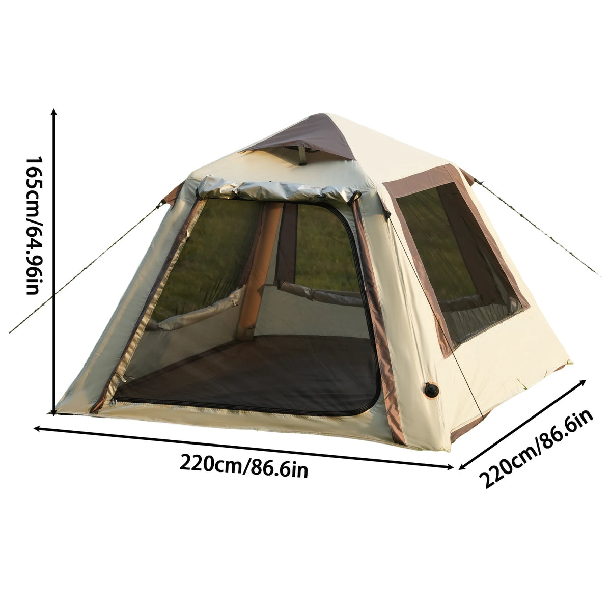 PAKICETUS Large Luxury Inflatable Glamping Tent with Manual Hand Pump, Easy Setup 4 Season Anti-Snow Spacious Family Shelter, Weatherproof Air Tent for Outdoor Camping, Backyard Party & Wilderness Adventure