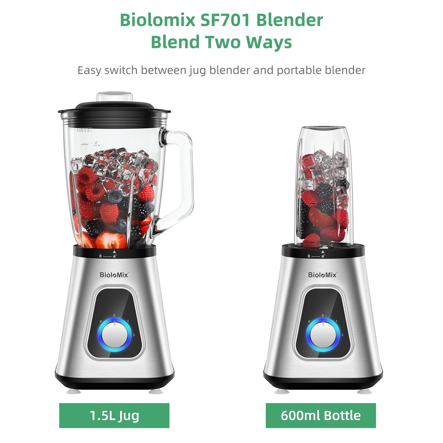 Biolomix 1300W Personal Blender Glass Jar