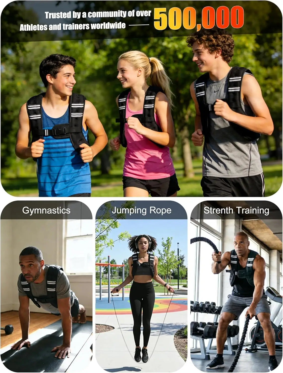 12LB Fixed Weight Training Vest, 2 Options Single Strap Without Storage Pocket & Double Strap With Phone Pocket, Reflective Sweat Resistant Adjustable Strap Fitness Athletic Vest for Outdoor Jogging CrossFit Weight Loss