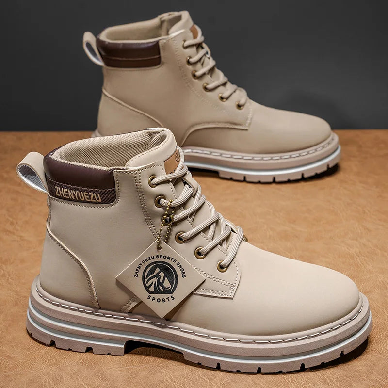 Men High Top Casual Walking Shoes With Thick Sole
