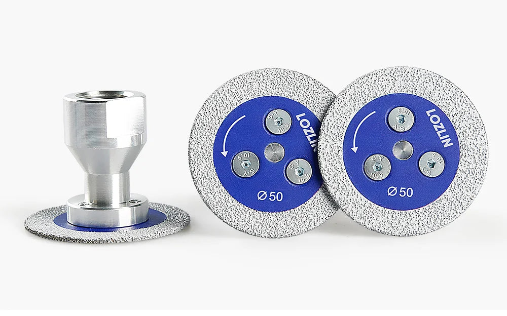 LOZLIN 3PCS 50mm Diamond Saw Blades 5/8-11 Detachable Flange for Granite Marble Ceramic Tile Glass Cutting Grinding Engraving Tool