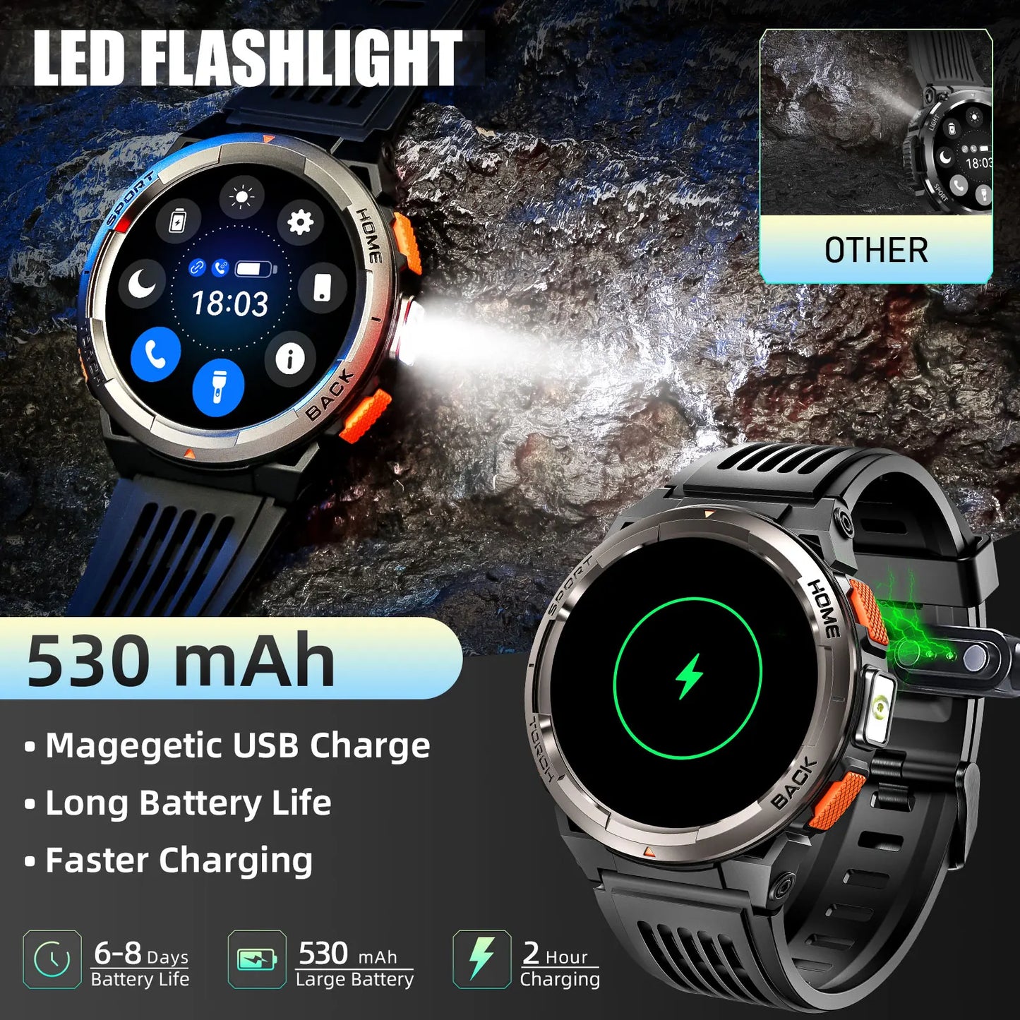 EIGIIS KE5 Smartwatch 3ATM Waterproof With Compass Barometer