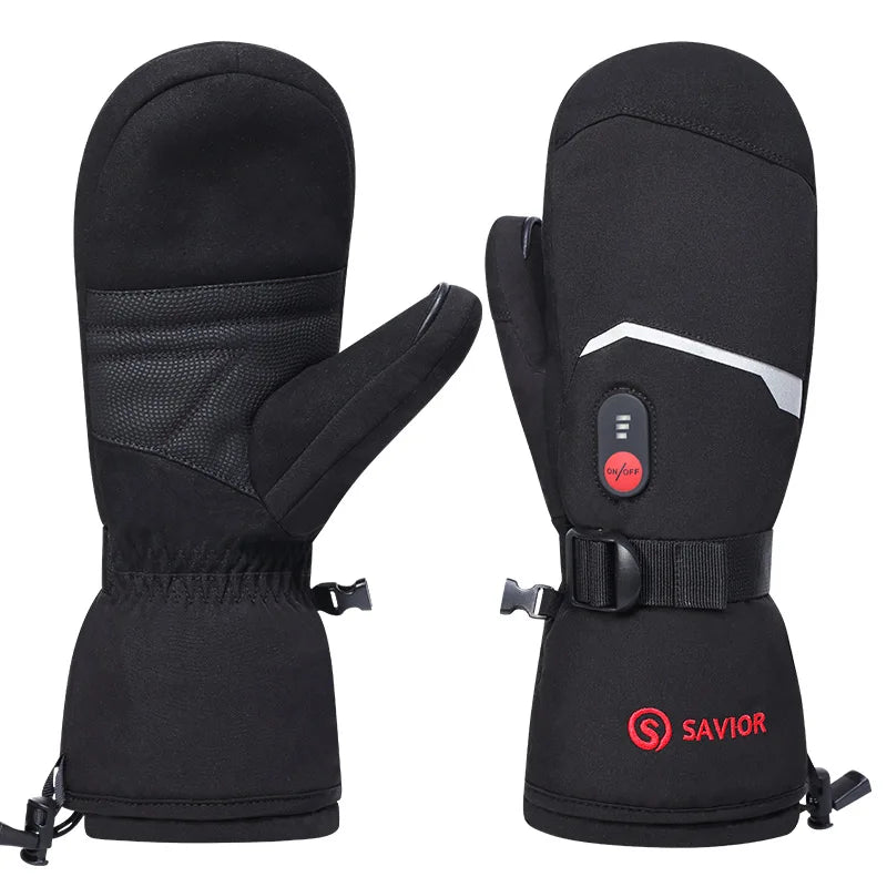 Savior Heat Winter Mittens Ski Heated Gloves Rechargeable Eelctric Battery for Men Women Keep Warm Heated Outdoor Sports Gloves