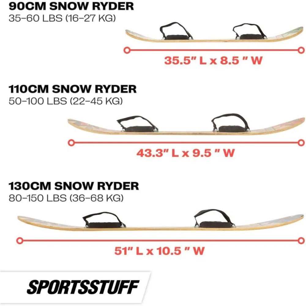 SportsStuff Wood Snowboards/Snow Sleds - Beginner Kids Winter Sports Accessories - 90cm-130cm Models