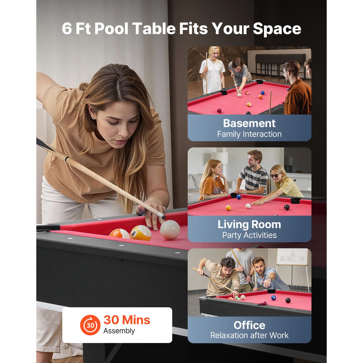 SucceBuy Adjustable Pool Table Game Set