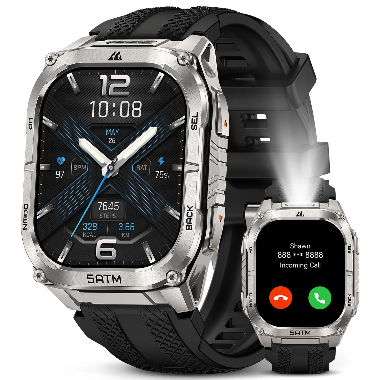 Kospe Tank M4C Rugged GPS Smartwatch With Flashlight