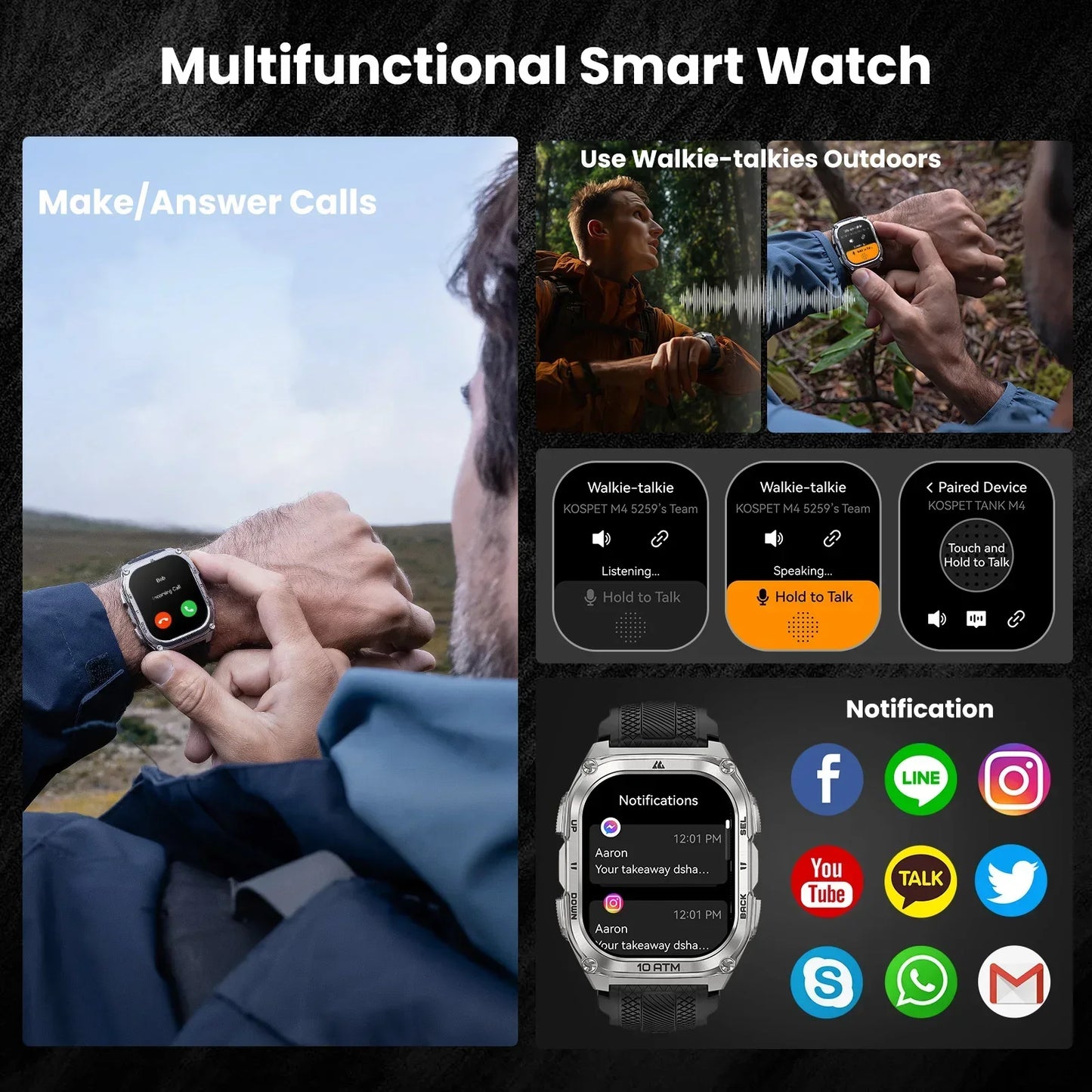 KOSPET Tank M4 Smartwatch GPS 10ATM Waterproof