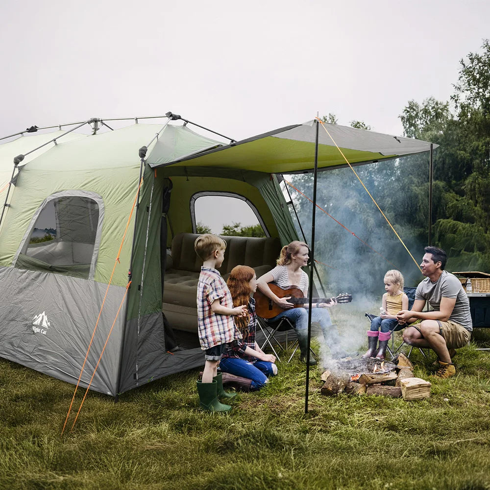 Night Cat 8 Persons Camping Tent: Large Waterproof Instant Cabin Hot Tent with Canopy and Stove Jack for Family Glamping Camping Hiking Picnic