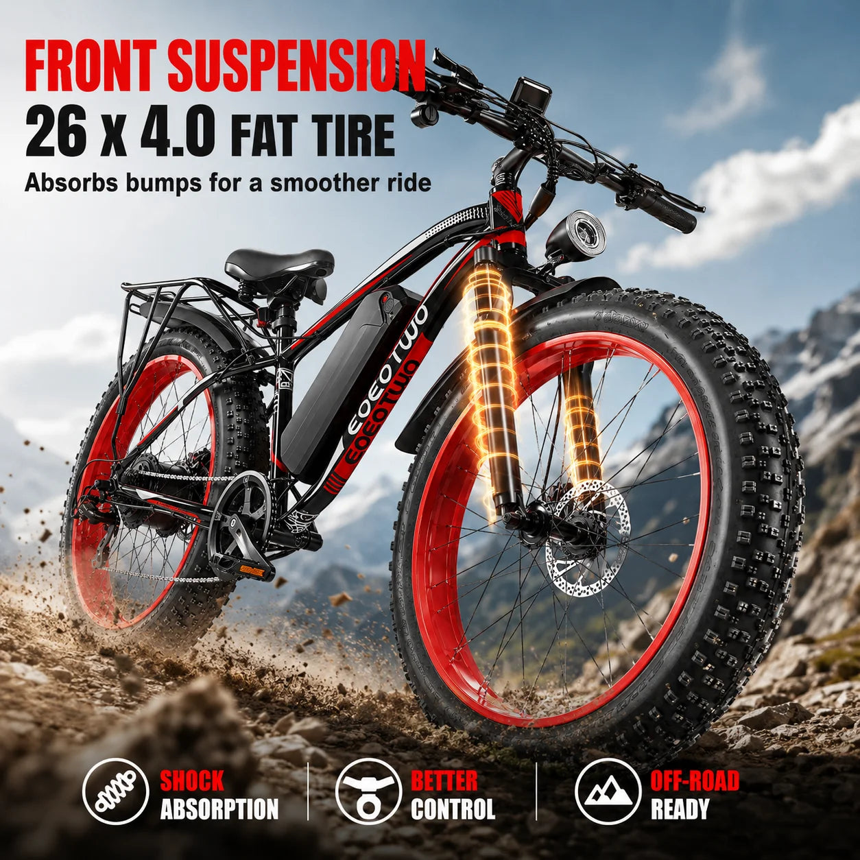 EOEOTWO 1500W Fat Tire Electric Bike 34MPH 48V Ebike