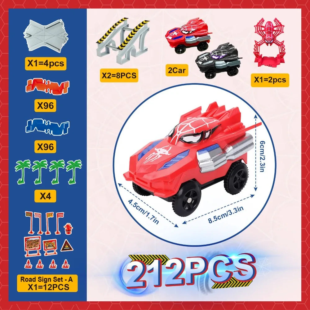 Space Track Toys Magic Climbing electric Engineering Race Car Toy Bendable Flexible Race track Cars Train Toy For Kid Gift Puzzle Assembly Set Educational Building Blocks Gift for Boys