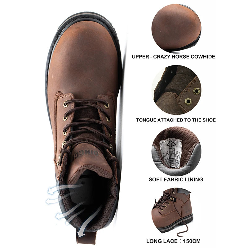 Men High Top Steel Toe Safety Work Boots