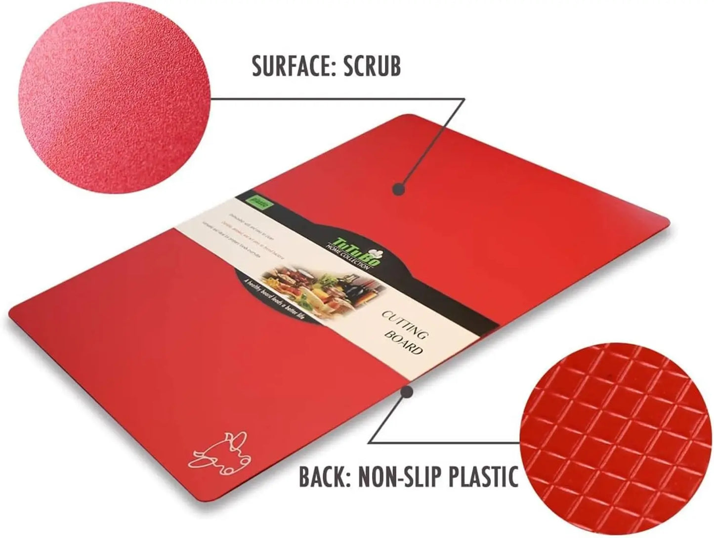 Flexible Plastic Cutting Boards for Kitchen, Set of 4 with Non-Slip Back, Dishwasher Safe