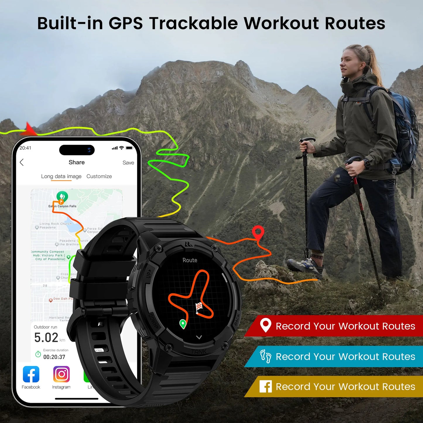 KOSPET Tank S2 GPS Smartwatch For Women AMOLED IP69K