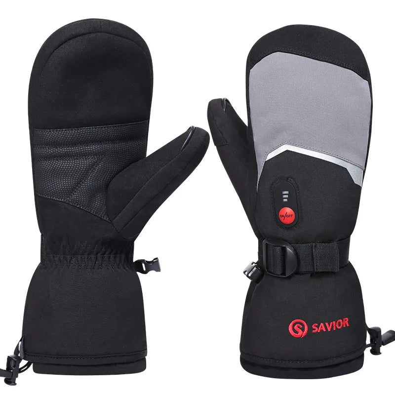 Savior Heat Winter Mittens Ski Heated Gloves Rechargeable Eelctric Battery for Men Women Keep Warm Heated Outdoor Sports Gloves