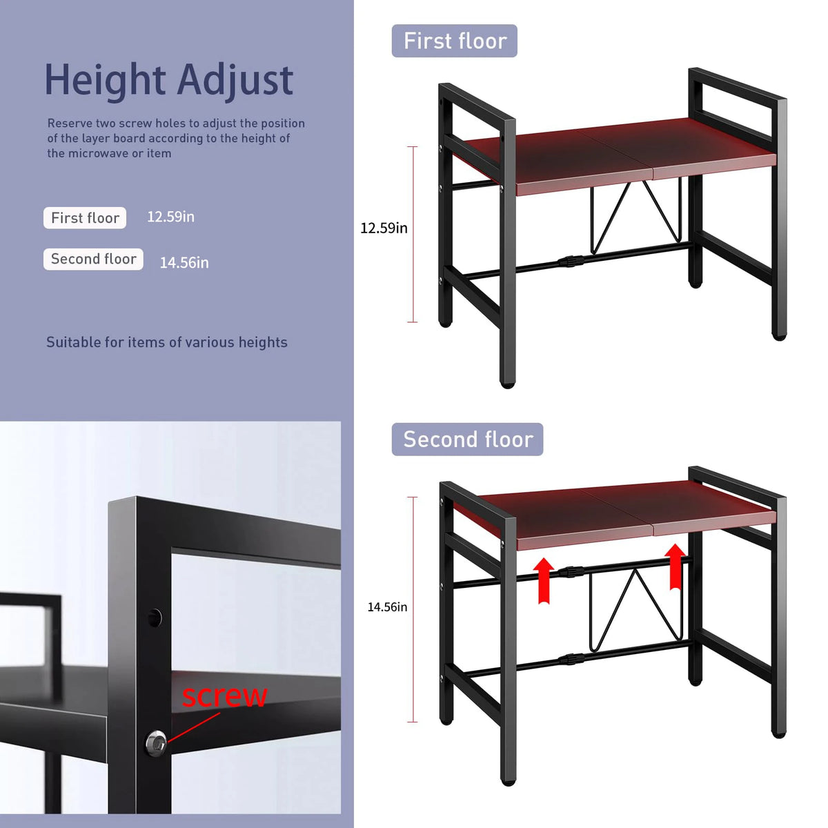 Expandable Microwave Shelf Organizer Rack