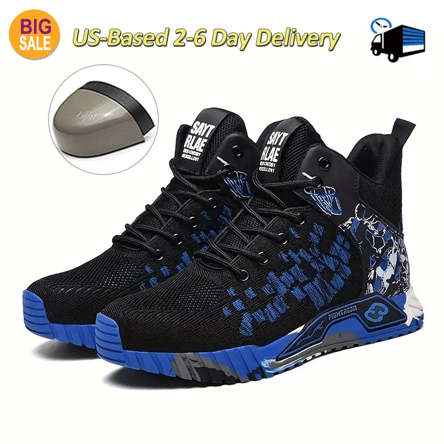 Camo Camouflage High Top Steel Toe Safety Work Boots for Men Women, Anti-Smash Puncture Resistant Breathable Indestructible Industrial Construction Safety Work Shoes