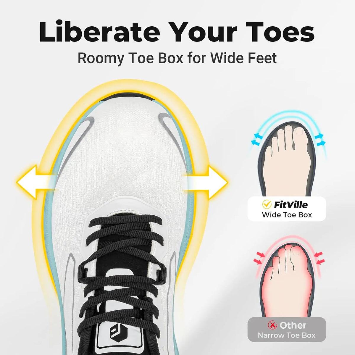 Fitville Men Wide Fit Running Shoes With Arch Support
